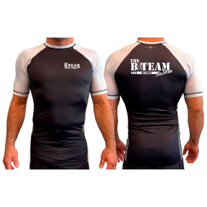 B-Team Jiu Jitsu All Black Ranked Short Sleeve Rash Guards #8086 A
