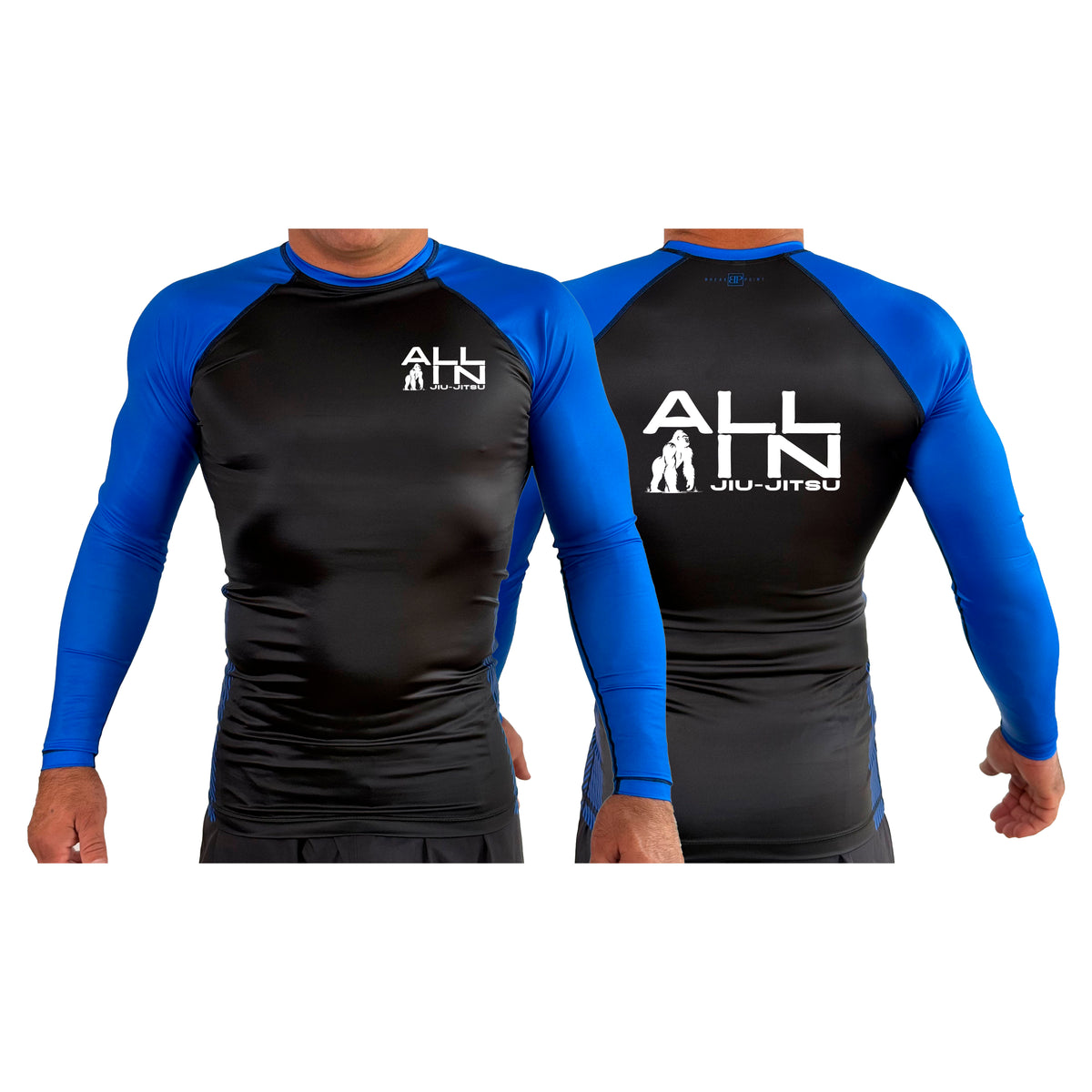 ALL IN Jiu Jitsu All Black Ranked Long Sleeve Rash Guards #8086 A