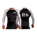 ALL IN Jiu Jitsu All Black Ranked Long Sleeve Rash Guards #8086 A