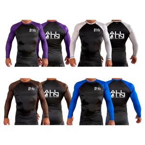 ALL IN Jiu Jitsu All Black Ranked Long Sleeve Rash Guards #8086 A