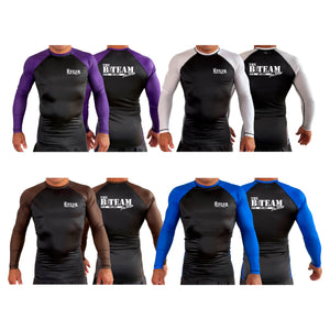 B-Team Jiu Jitsu All Black Ranked Long Sleeve Rash Guards #8086 A