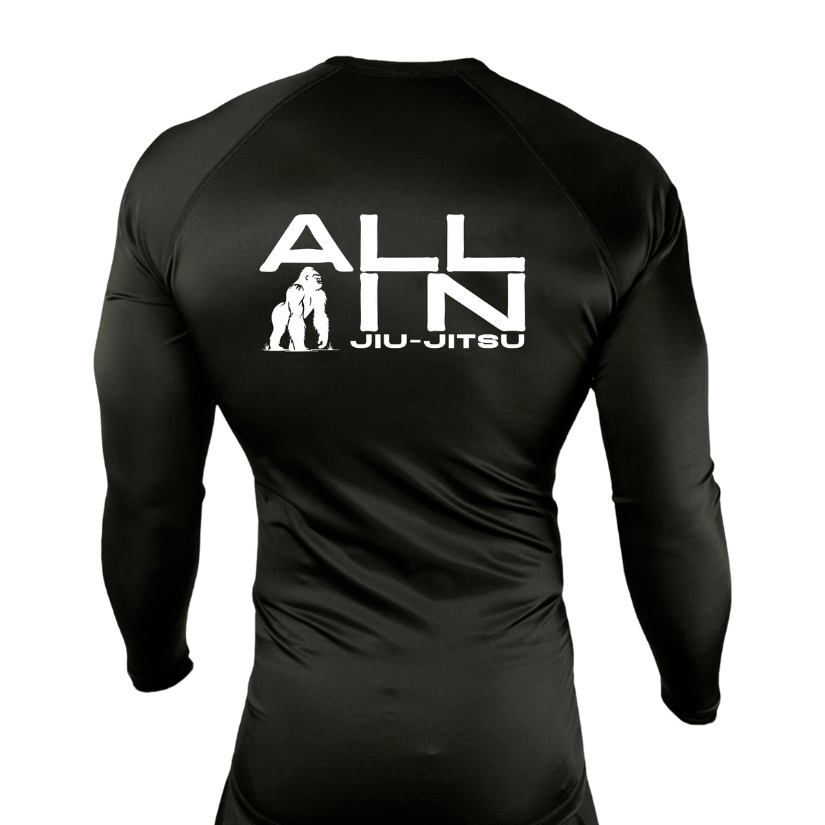ALL IN Jiu Jitsu All Black Custom Rash Guards Long Sleeves #8086 A