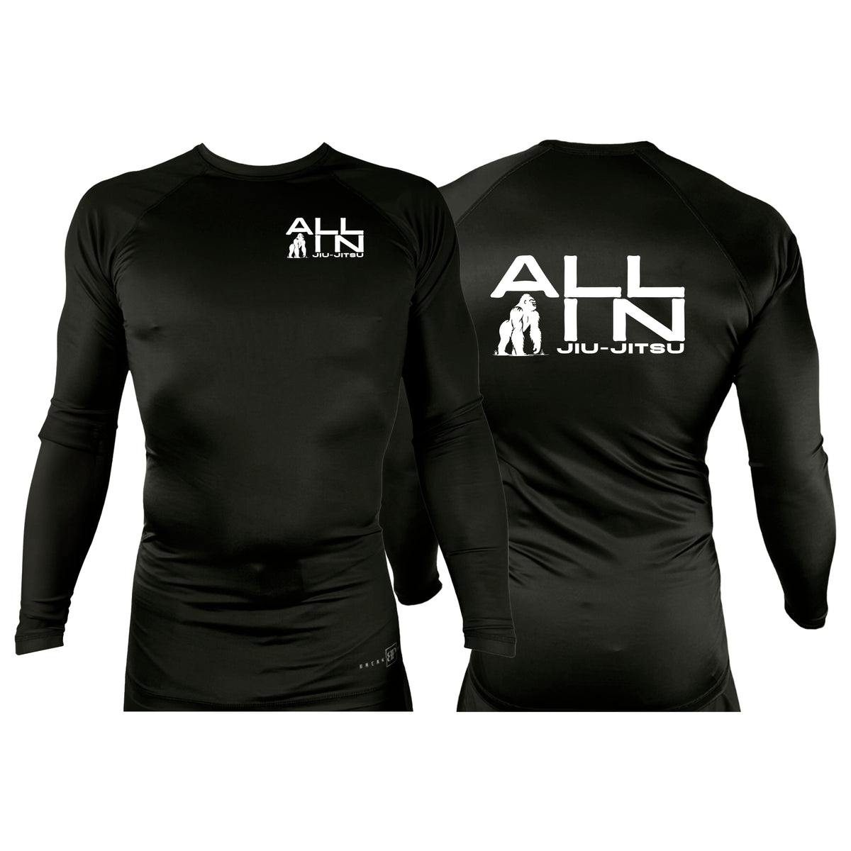 ALL IN Jiu Jitsu All Black Custom Rash Guards Long Sleeves #8086 A
