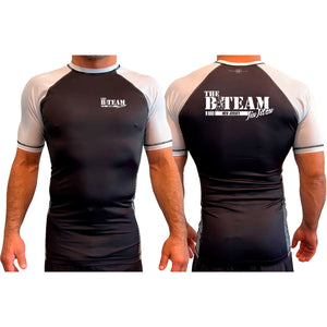 B-Team Jiu Jitsu All Black Ranked Short Sleeve Rash Guards #8086 A