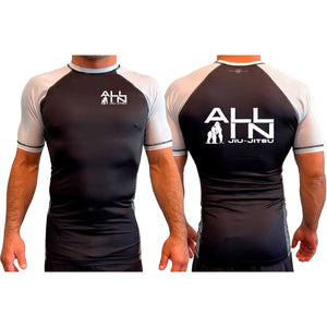 ALL IN Jiu Jitsu All Black Ranked Short Sleeve Rash Guards #8086 A