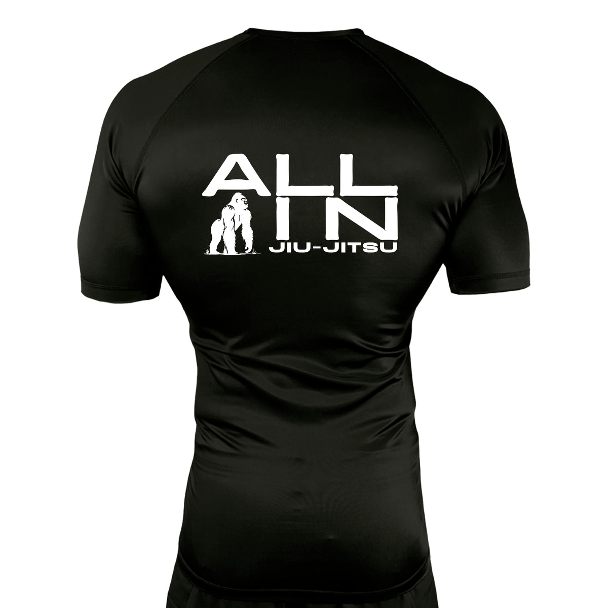 ALL IN Jiu Jitsu All Black Custom Rash Guards Short Sleeves #8086 A