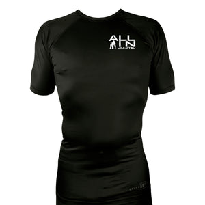 ALL IN Jiu Jitsu All Black Custom Rash Guards Short Sleeves #8086 A