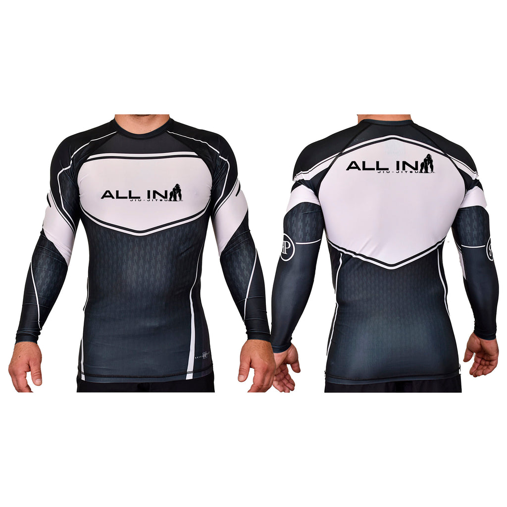 ALL IN Jiu Jitsu Academy Rash Guards Black/White #8086 B