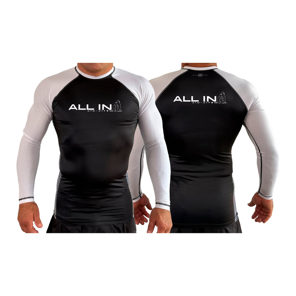 ALL IN Jiu Jitsu All Black Ranked Long Sleeve Rash Guards #8086 B