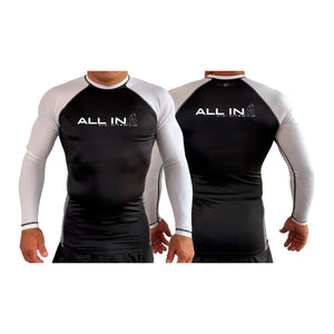 ALL IN Jiu Jitsu All Black Ranked Long Sleeve Rash Guards #8086 B