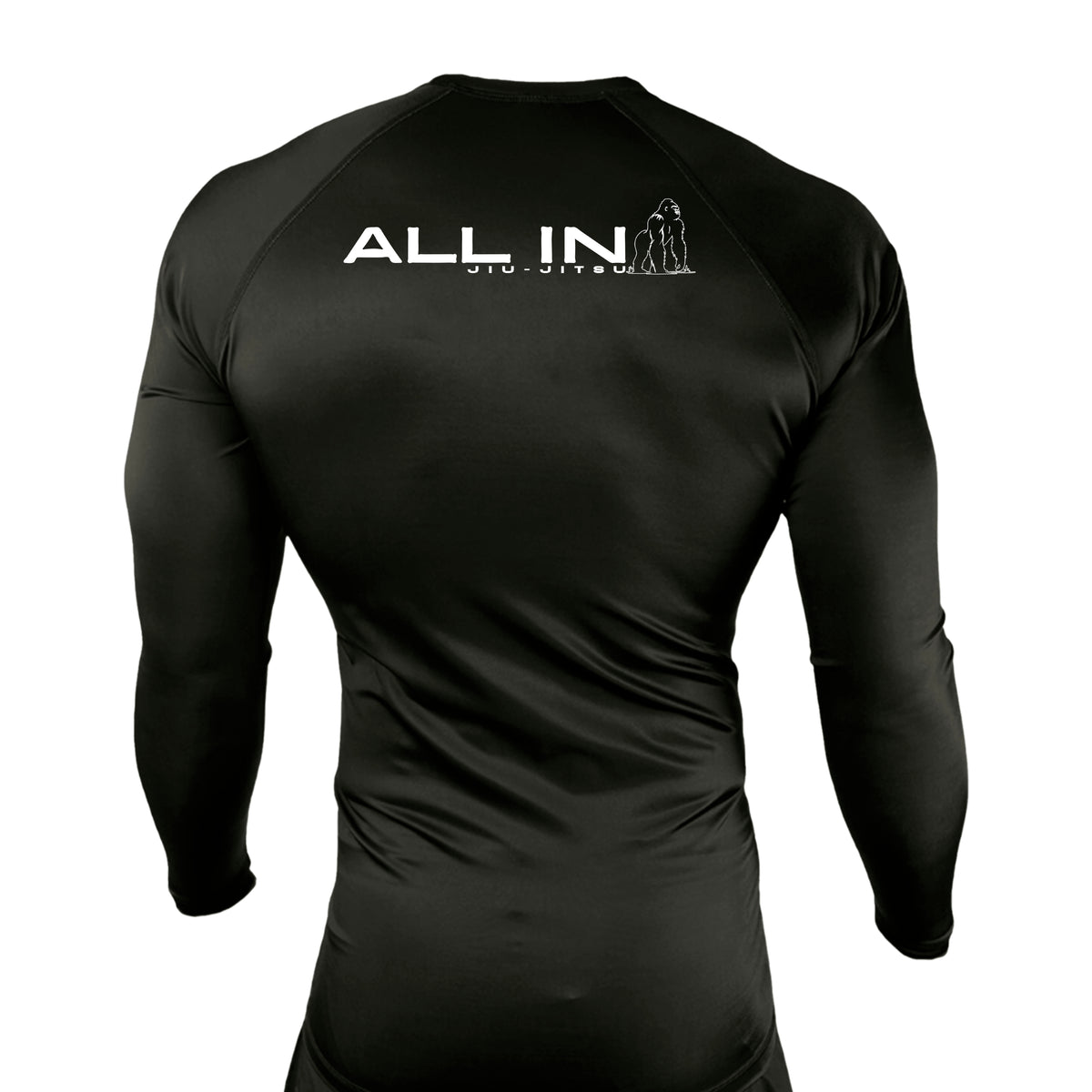 ALL IN Jiu Jitsu All Black Custom Rash Guards Long Sleeves #8086 B