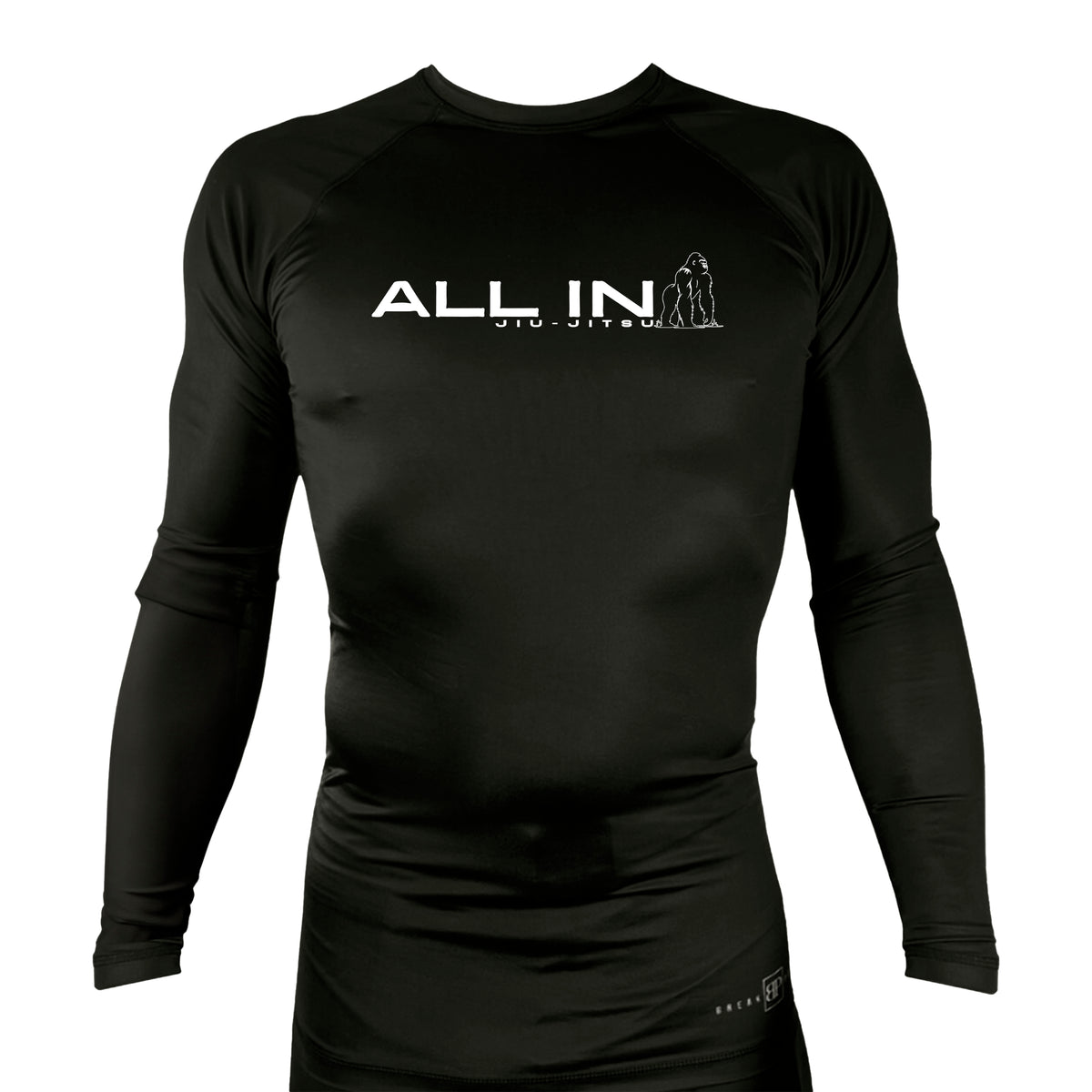 ALL IN Jiu Jitsu All Black Custom Rash Guards Long Sleeves #8086 B