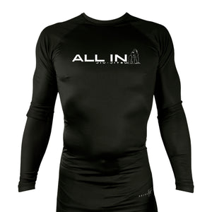 ALL IN Jiu Jitsu All Black Custom Rash Guards Long Sleeves #8086 B