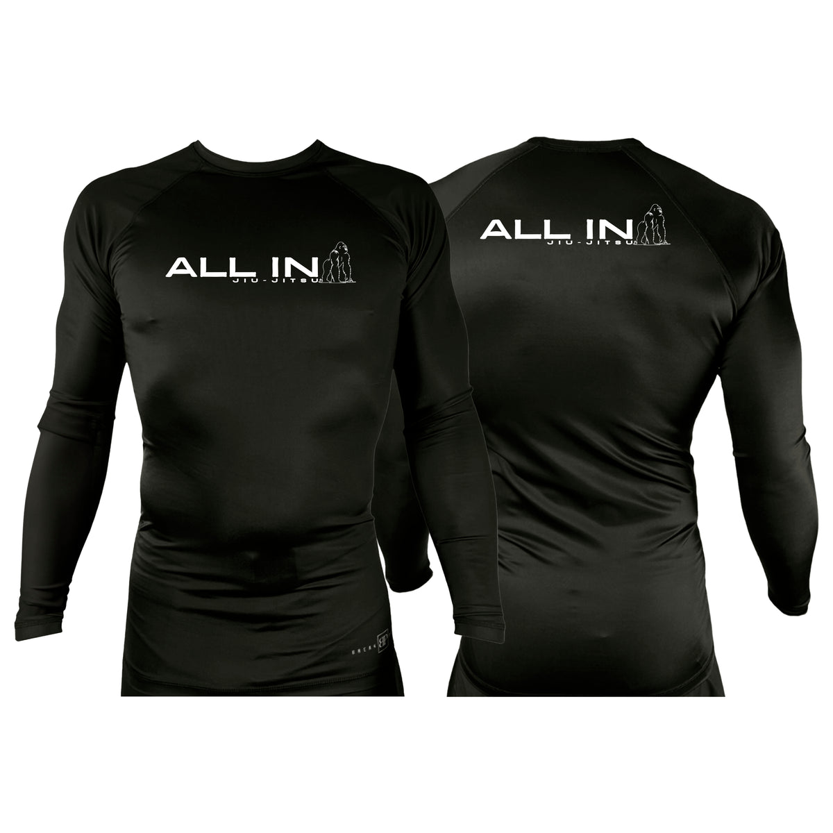 ALL IN Jiu Jitsu All Black Custom Rash Guards Long Sleeves #8086 B