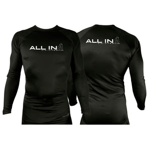 ALL IN Jiu Jitsu All Black Custom Rash Guards Long Sleeves #8086 B