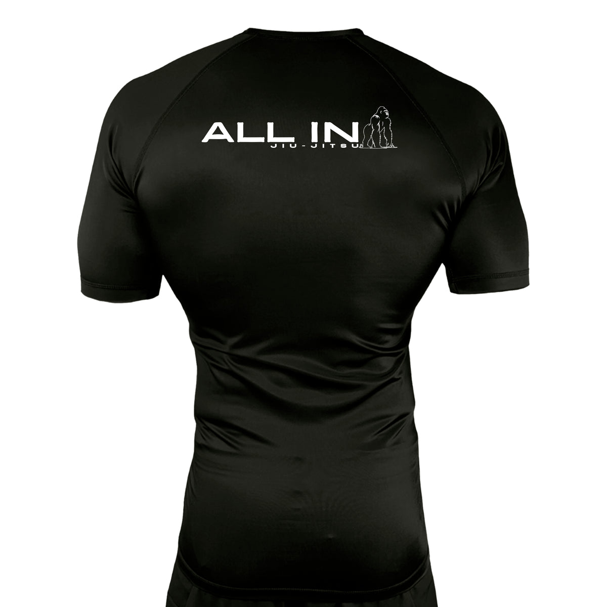 ALL IN Jiu Jitsu All Black Custom Rash Guards Short Sleeves #8086 B