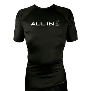 ALL IN Jiu Jitsu All Black Custom Rash Guards Short Sleeves #8086 B