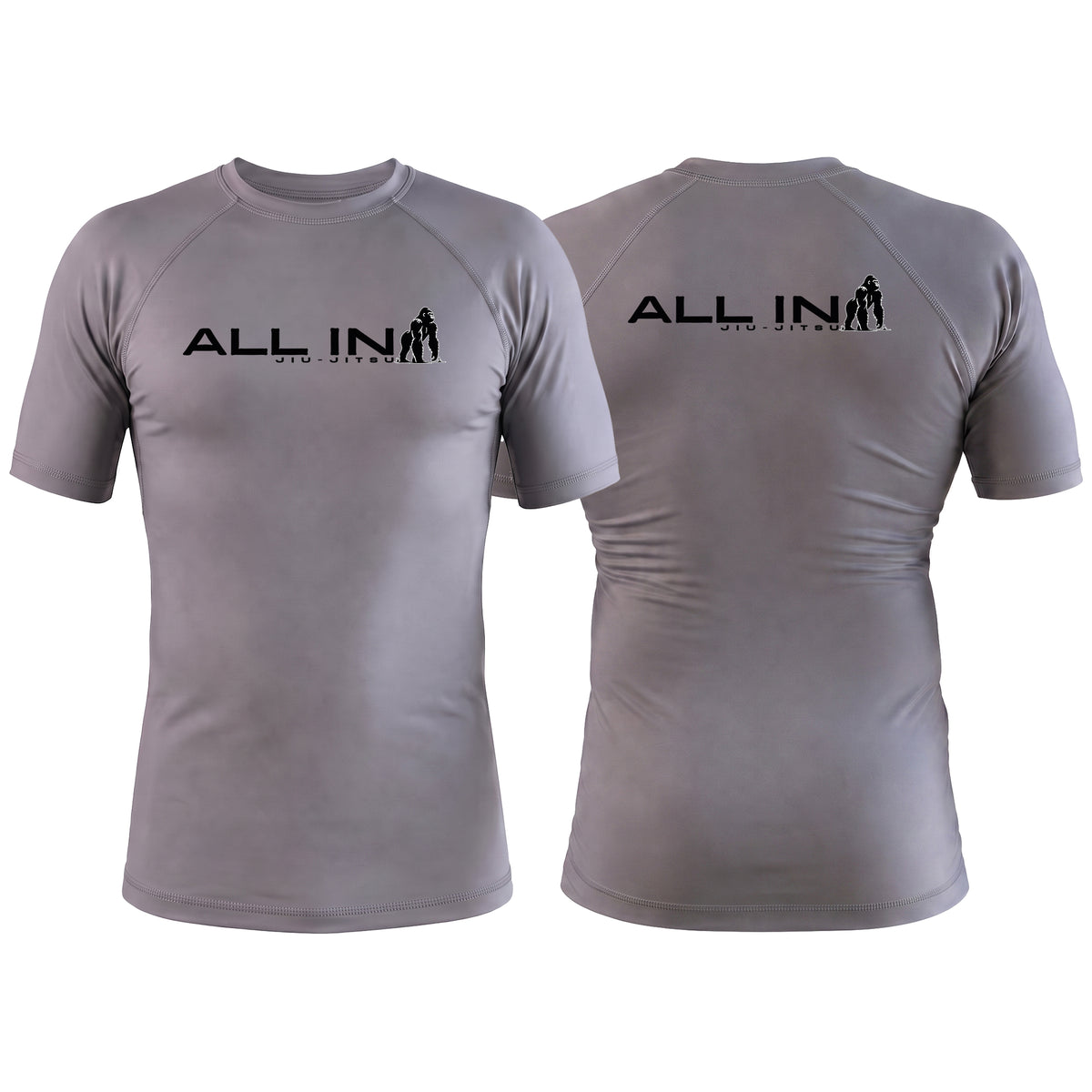 ALL IN Jiu Jitsu Gray Custom Rash Guards Short Sleeve #8086 B