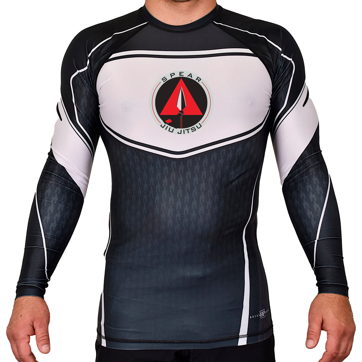 Spear Jiu Jitsu Academy Rash Guards Black/White #8087 A