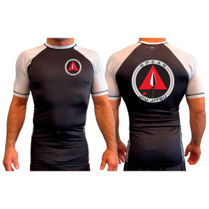 Spear Jiu Jitsu All Black Ranked Short Sleeve Rash Guards #8087 A