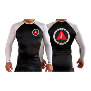 Spear Jiu Jitsu All Black Ranked Long Sleeve Rash Guards #8087 A