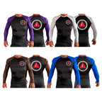 Spear Jiu Jitsu All Black Ranked Long Sleeve Rash Guards #8087 A