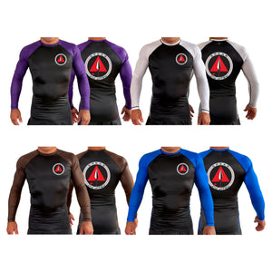 Spear Jiu Jitsu All Black Ranked Long Sleeve Rash Guards #8087 A