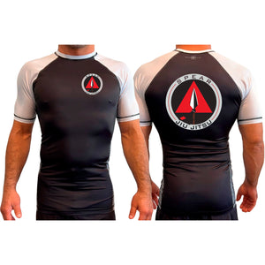 Spear Jiu Jitsu All Black Ranked Short Sleeve Rash Guards #8087 A