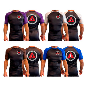 Spear Jiu Jitsu All Black Ranked Short Sleeve Rash Guards #8087 A