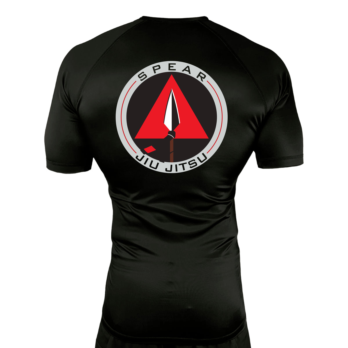 Spear Jiu Jitsu All Black Custom Rash Guards Short Sleeves #8087 A