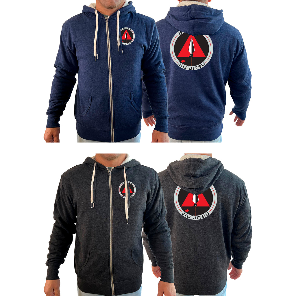 Spear Jiu Jitsu Academy Sherpa Lined Zip-Up Hoodie #8087 A