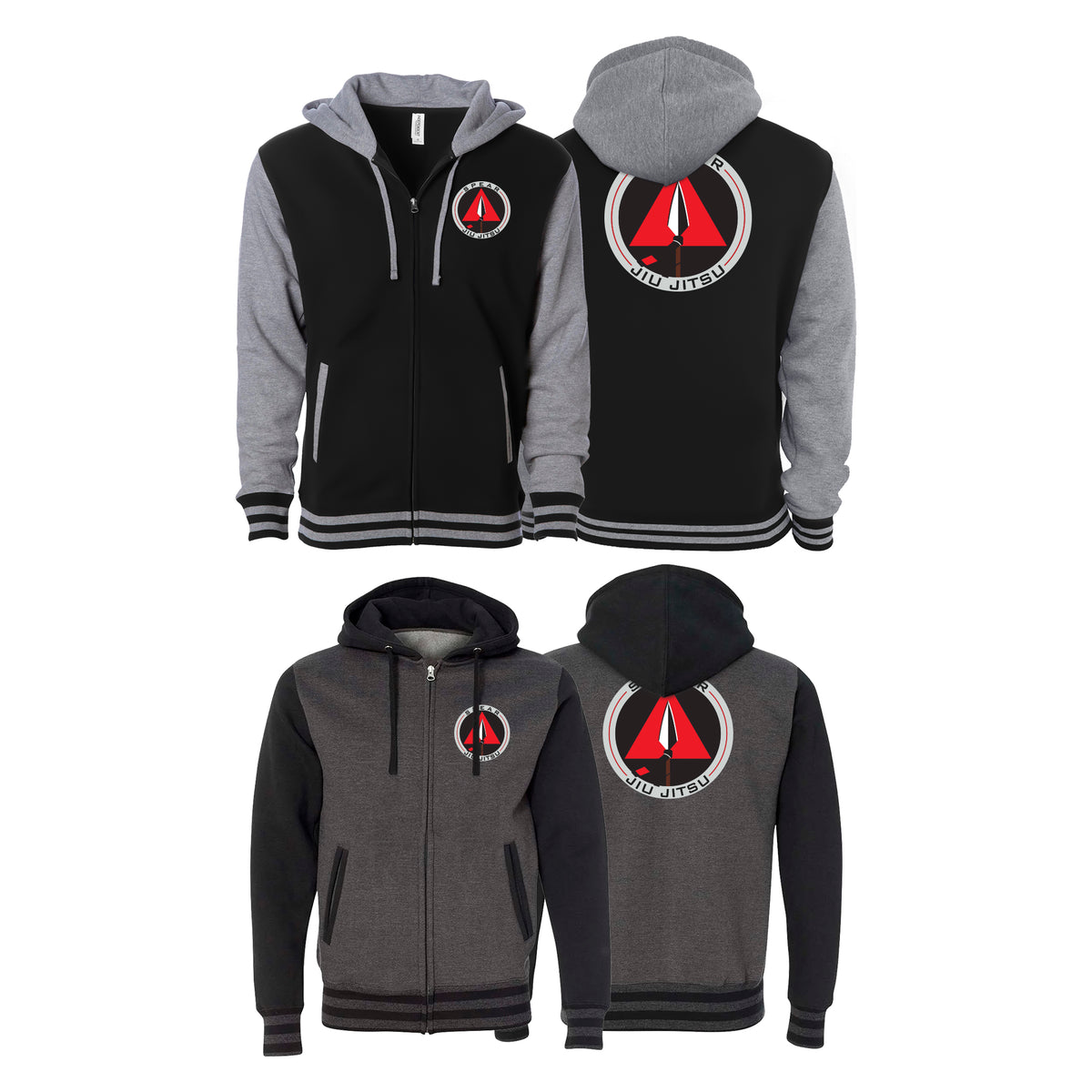 Spear Jiu Jitsu Academy Varsity Zip-Up Hoodies #8087 A