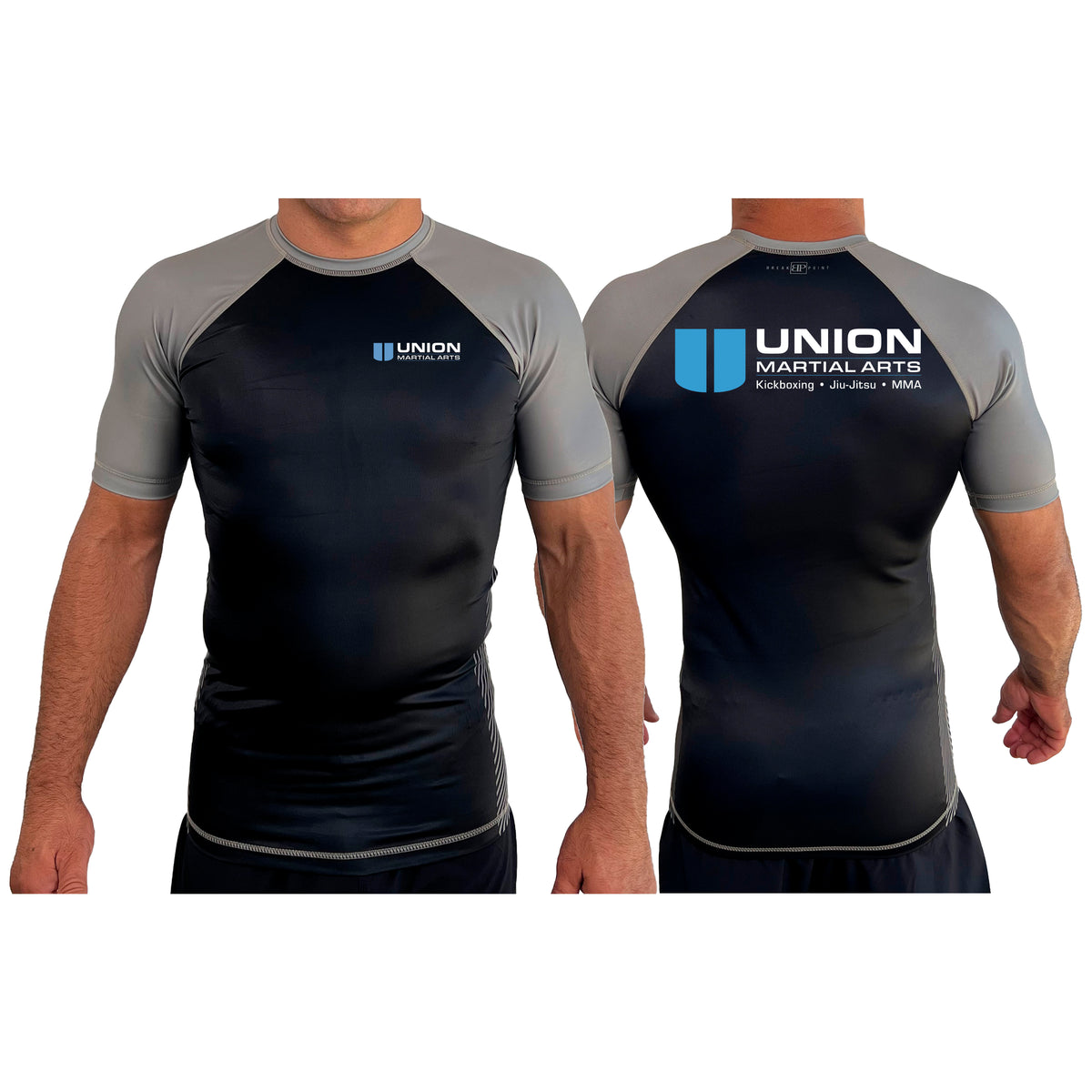 Union Martial Arts All Black Ranked Short Sleeve Rash Guards #8088 A