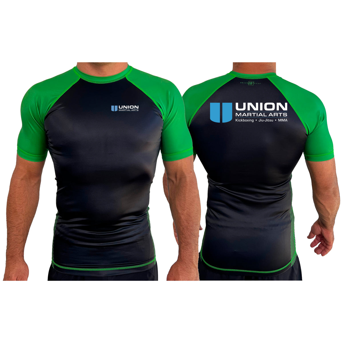 Union Martial Arts All Black Ranked Short Sleeve Rash Guards #8088 A