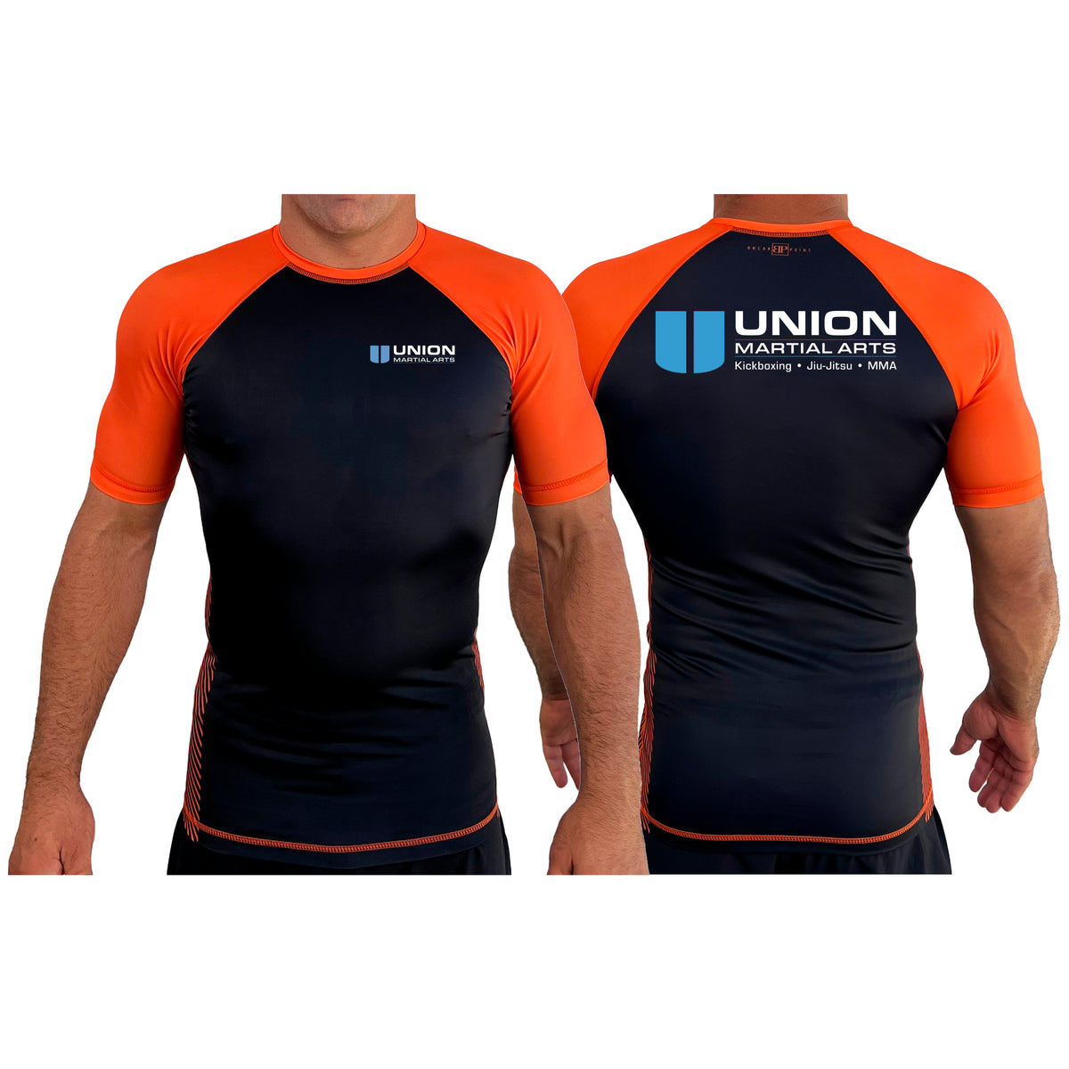 Union Martial Arts All Black Ranked Short Sleeve Rash Guards #8088 A