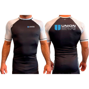 Union Martial Arts All Black Ranked Short Sleeve Rash Guards #8088 A