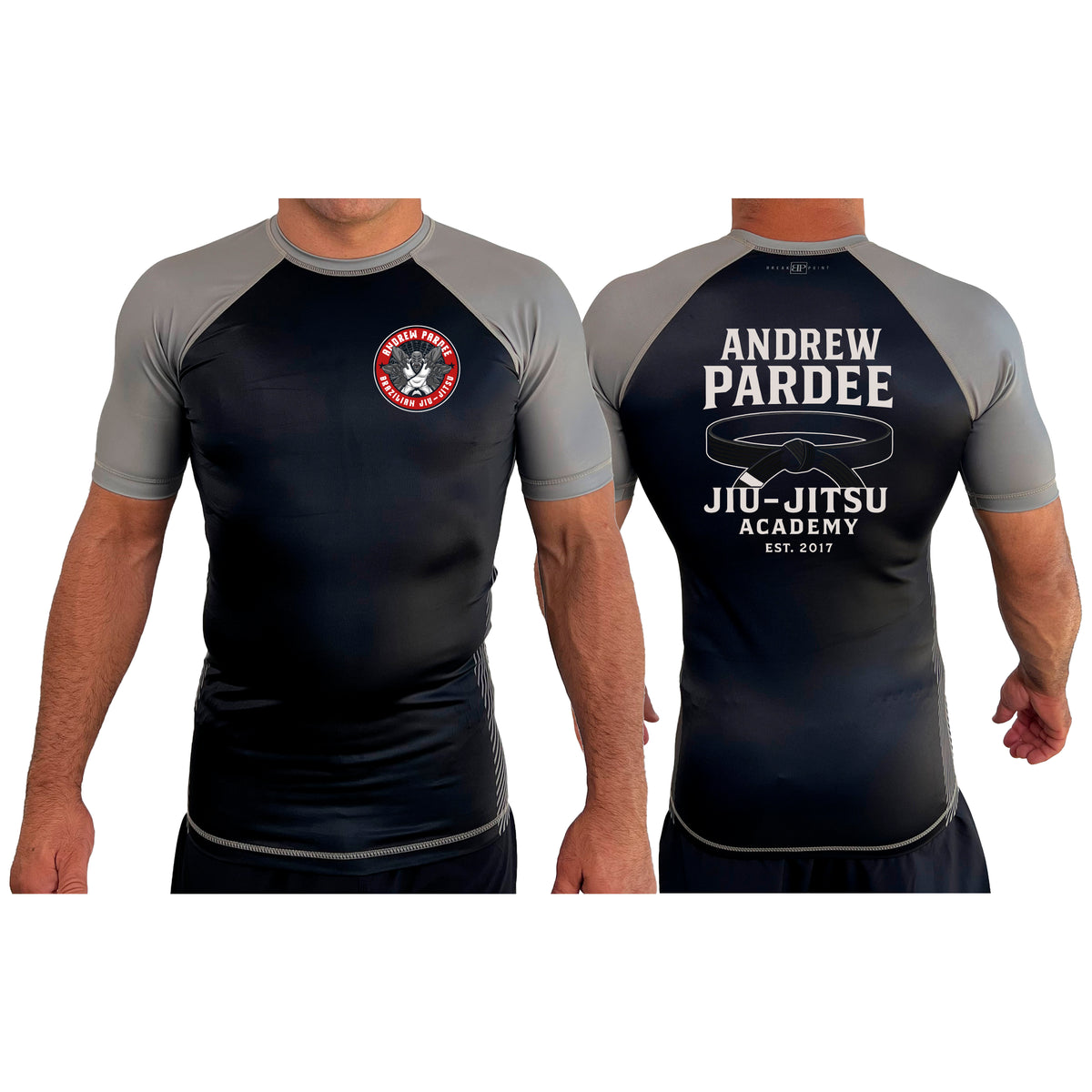 Andrew Pardee Brazilian Jiu-Jitsu All Black Ranked Short Sleeve Rash Guards #8089 A