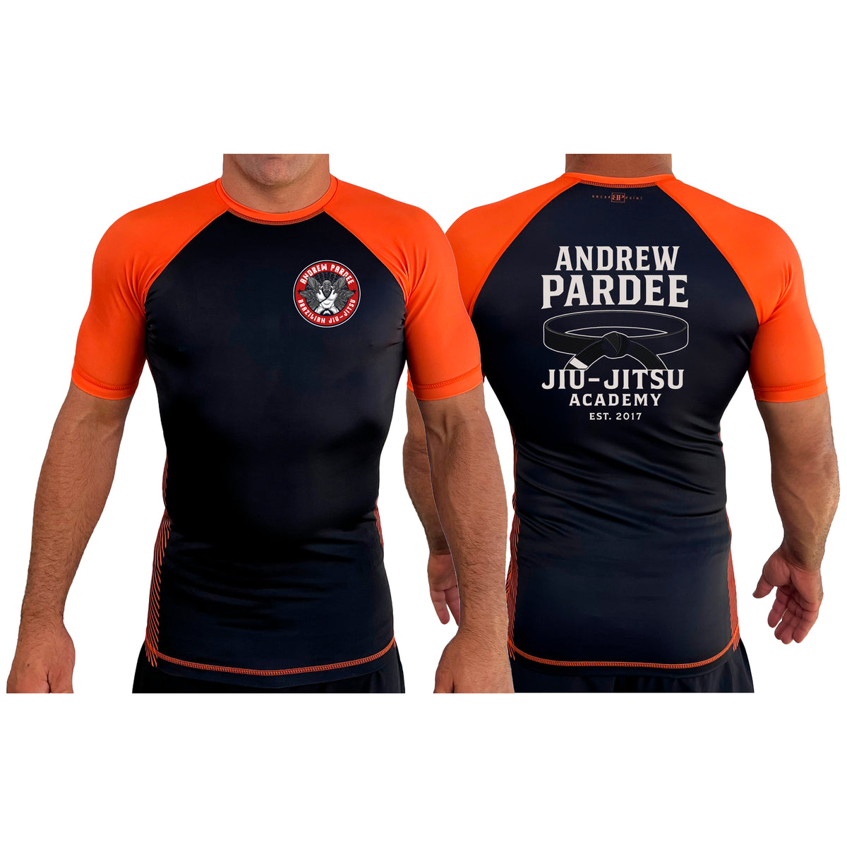 Andrew Pardee Brazilian Jiu-Jitsu All Black Ranked Short Sleeve Rash Guards #8089 A