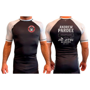 Andrew Pardee Brazilian Jiu-Jitsu All Black Ranked Short Sleeve Rash Guards #8089 A