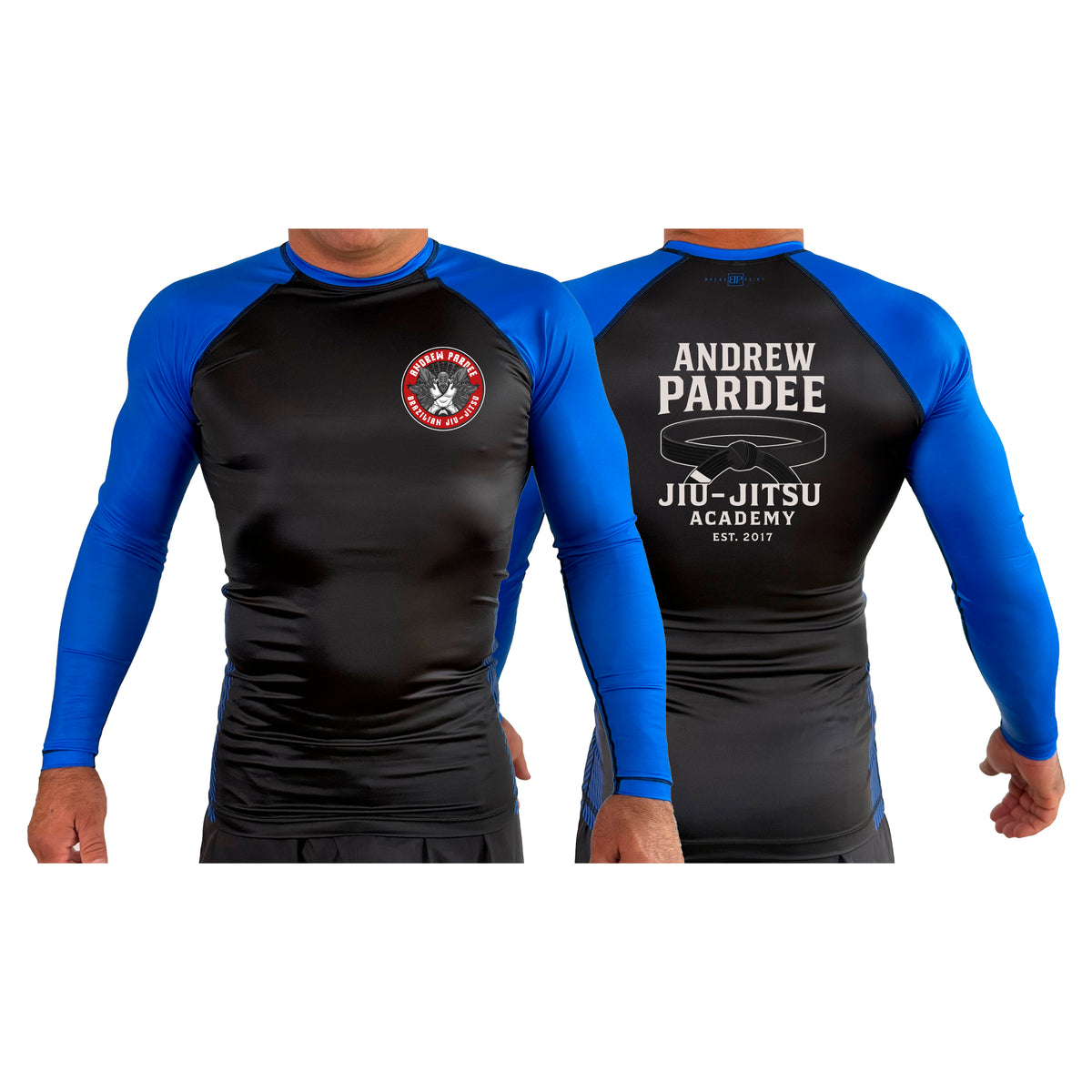 Andrew Pardee Brazilian Jiu-Jitsu All Black Ranked Long Sleeve Rash Guards #8089 A
