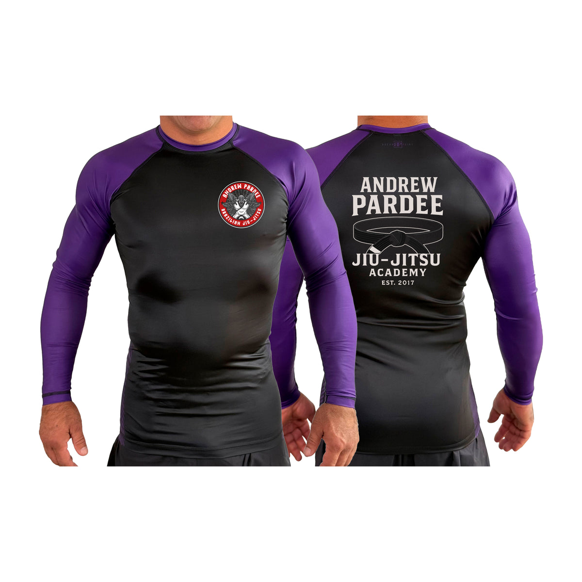 Andrew Pardee Brazilian Jiu-Jitsu All Black Ranked Long Sleeve Rash Guards #8089 A
