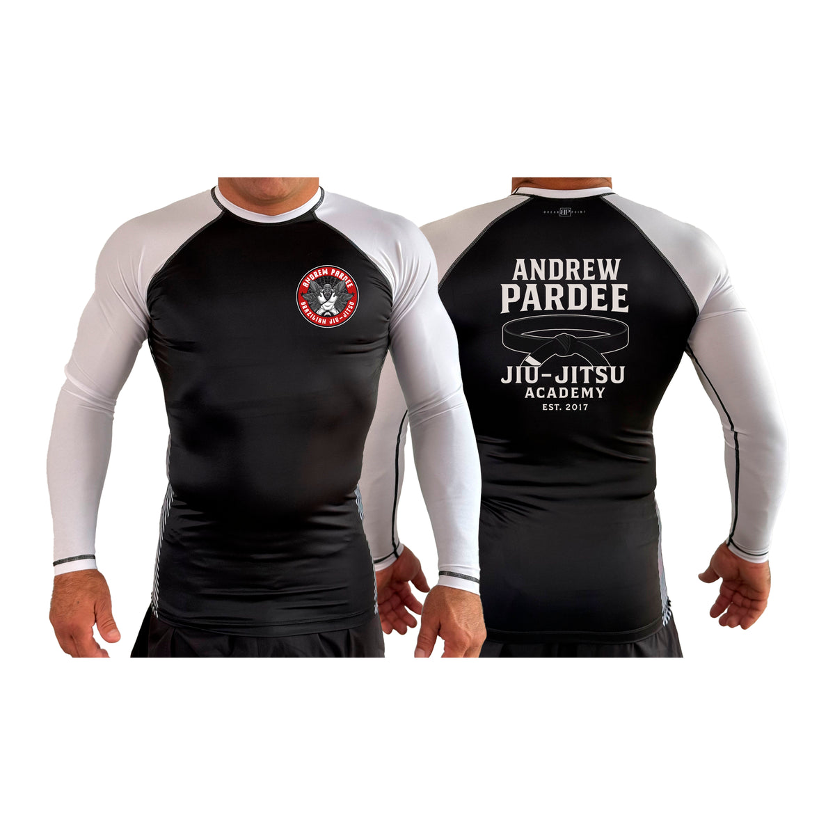 Andrew Pardee Brazilian Jiu-Jitsu All Black Ranked Long Sleeve Rash Guards #8089 A