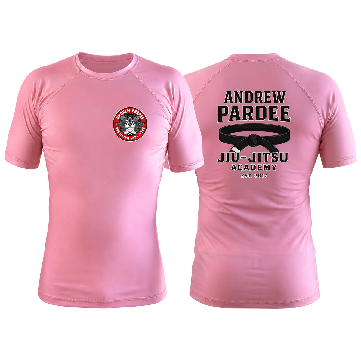 Andrew Pardee Brazilian Jiu-Jitsu Pink Custom Rash Guards Short Sleeve #8089 A
