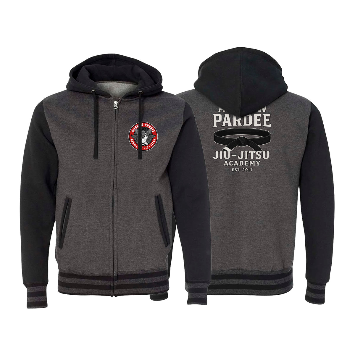 Andrew Pardee Brazilian Jiu-Jitsu Academy Varsity Zip-Up Hoodies #8089 A
