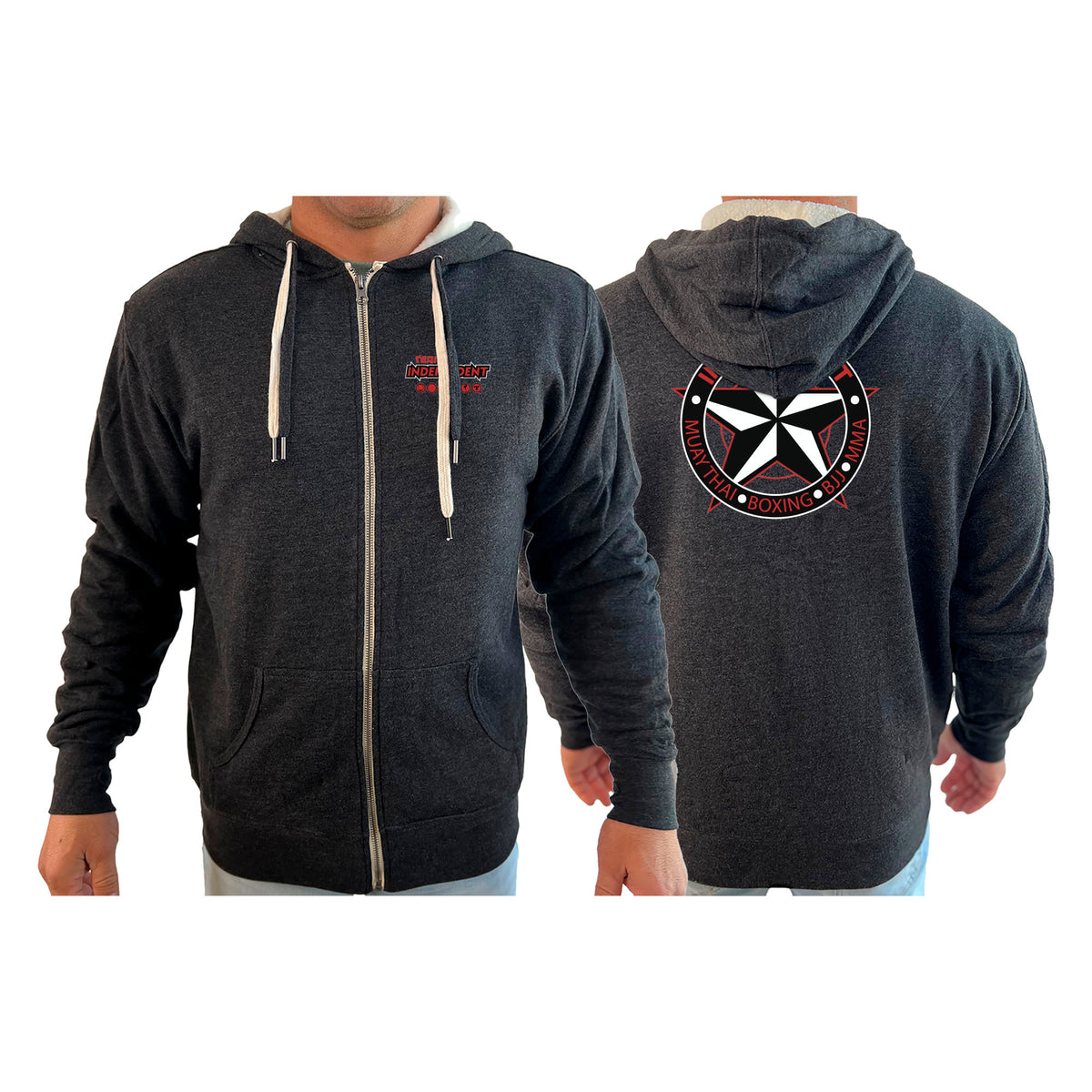 Independent MMA & Fitness Academy Sherpa Lined Zip-Up Hoodie #8098 E