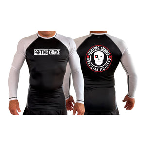 Fighting Chance BJJ All Black Ranked Long Sleeve Rash Guards #8091 K