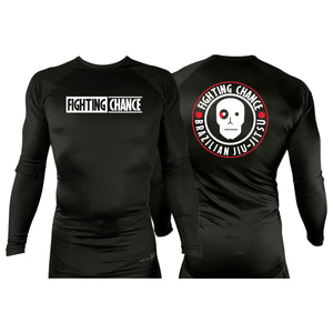 Fighting Chance BJJ All Black Custom Rash Guards Long Sleeves #8091 K