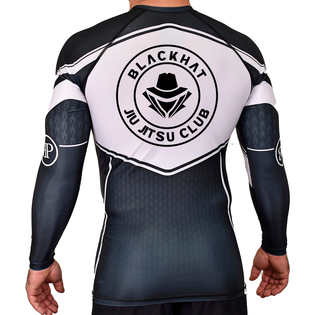 BlackHat Jiu Jitsu Club Academy Rash Guards Black/White #8092 A