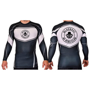 BlackHat Jiu Jitsu Club Academy Rash Guards Black/White #8092 A