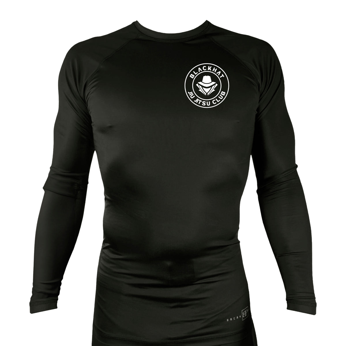 BlackHat Jiu Jitsu Club All Black Custom Rash Guards Long Sleeves #8092 A